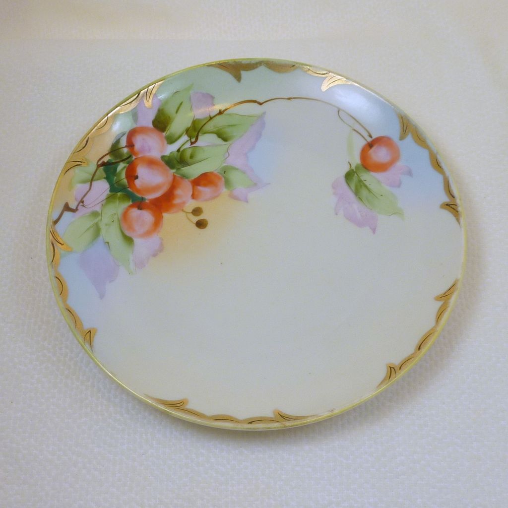 Hand Painted Cherries 1960's Small Plate Hand Painted Cherries 1960's Small Plate