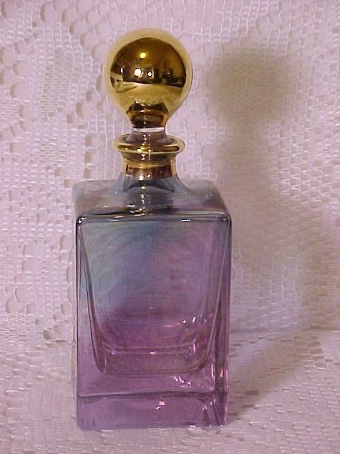 Perfume Bottle Blue Amberina Carnival Glass Vintage Vanity Perfume Bottle Blue Amberina Carnival Glass Vintage Vanity