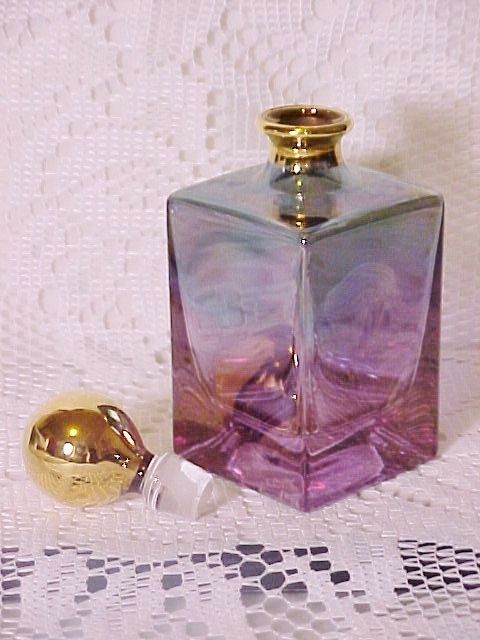 Perfume Bottle Blue Amberina Carnival Glass Vintage Vanity Perfume Bottle Blue Amberina Carnival Glass Vintage Vanity