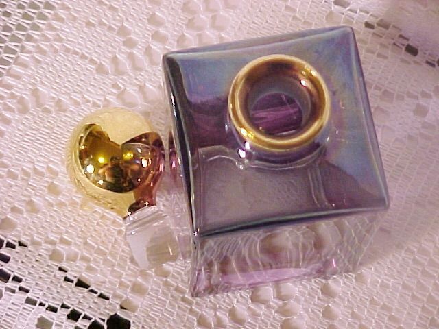 Perfume Bottle Blue Amberina Carnival Glass Vintage Vanity Perfume Bottle Blue Amberina Carnival Glass Vintage Vanity
