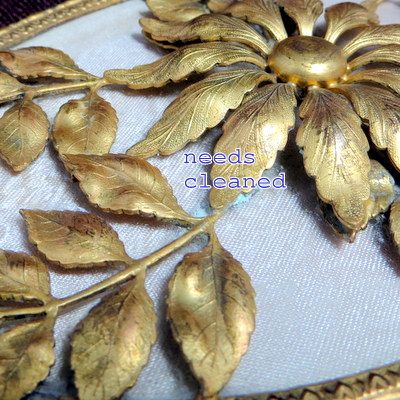 Vintage signed Apollo luxury hand mirror ormolu frame pierced floral handle Vintage signed Apollo luxury hand mirror ormolu frame pierced floral handle