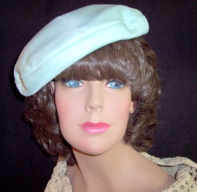 Vintage newsboy cap hat powder blue color Hutzler's label Vintage newsboy cap hat powder blue color Hutzler's label