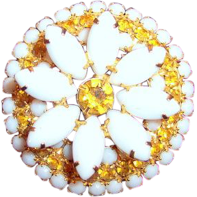 Large deep flower brooch vintage costume jewelry very unusual form Large deep flower brooch vintage costume jewelry very unusual form