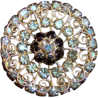 Huge vintage costume jewelry brooch yellow and chocolate rhinestones Huge vintage costume jewelry brooch yellow and chocolate rhinestones
