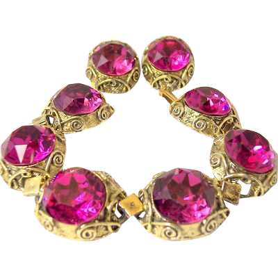 Vintage Hot Pink major bling chunky bracelet earrings Linda Caricofe collection Vintage Hot Pink major bling chunky bracelet earrings Linda Caricofe collection