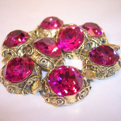 Vintage Hot Pink major bling chunky bracelet earrings Linda Caricofe collection Vintage Hot Pink major bling chunky bracelet earrings Linda Caricofe collection