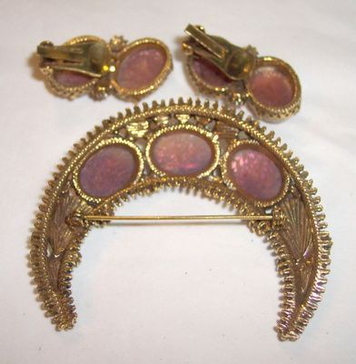 Rare huge vintage unsigned Hollycraft Crescent moon brooch and earrings Rare huge vintage unsigned Hollycraft Crescent moon brooch and earrings