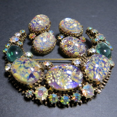 Rare huge vintage unsigned Hollycraft Crescent moon brooch and earrings Rare huge vintage unsigned Hollycraft Crescent moon brooch and earrings
