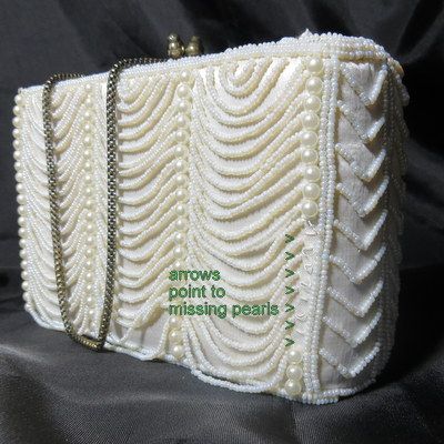 Vintage handbag beaded Walborg purse faux pearl swags Vintage handbag beaded Walborg purse faux pearl swags