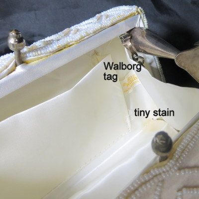 Vintage handbag beaded Walborg purse faux pearl swags Vintage handbag beaded Walborg purse faux pearl swags