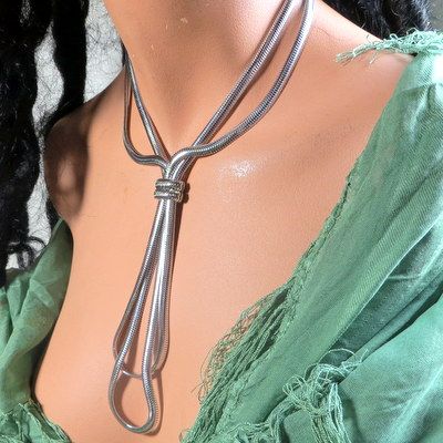Vintage Monet jewelry snake chain lariat necklace ultra fine fashion chic Vintage Monet jewelry snake chain lariat necklace ultra fine fashion chic
