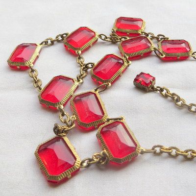 Early 1900's vintage Red Glass Festoon Necklace Linda Caricofe Collection Early 1900's vintage Red Glass Festoon Necklace Linda Caricofe Collection
