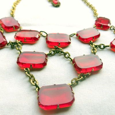 Early 1900's vintage Red Glass Festoon Necklace Linda Caricofe Collection Early 1900's vintage Red Glass Festoon Necklace Linda Caricofe Collection