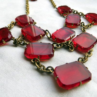 Early 1900's vintage Red Glass Festoon Necklace Linda Caricofe Collection Early 1900's vintage Red Glass Festoon Necklace Linda Caricofe Collection