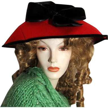 Vintage luxury Hollywood glamour fashion hat red black runway star design Vintage luxury Hollywood glamour fashion hat red black runway star design