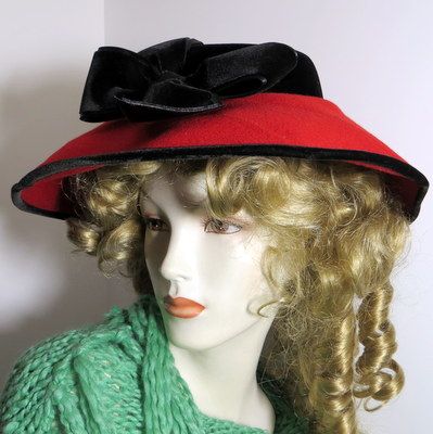 Vintage luxury Hollywood glamour fashion hat red black runway star design Vintage luxury Hollywood glamour fashion hat red black runway star design