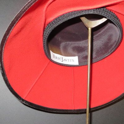 Vintage luxury Hollywood glamour fashion hat red black runway star design Vintage luxury Hollywood glamour fashion hat red black runway star design