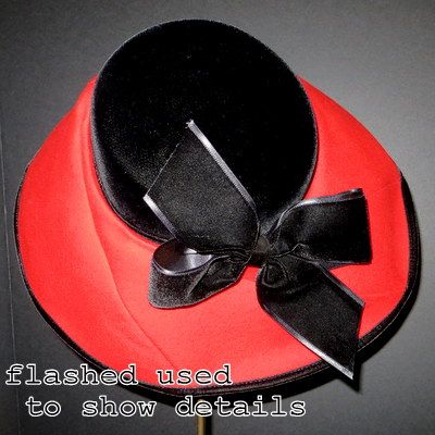 Vintage luxury Hollywood glamour fashion hat red black runway star design Vintage luxury Hollywood glamour fashion hat red black runway star design