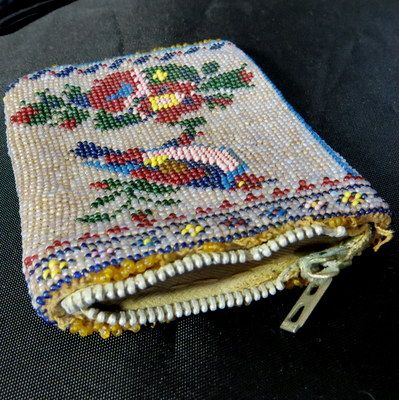 Antique beaded coin purse handbag beading similar to a Victorian sampler Antique beaded coin purse handbag beading similar to a Victorian sampler