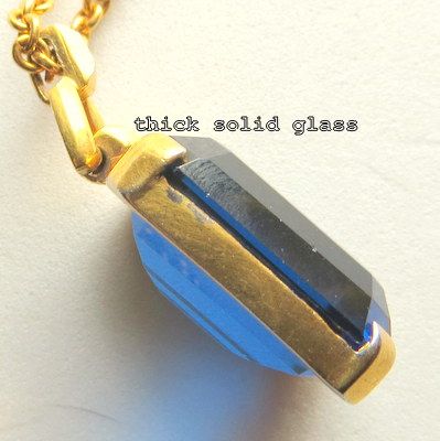 Vintage luxury jewelry huge solid cobalt blue glass pendant necklace Vintage luxury jewelry huge solid cobalt blue glass pendant necklace