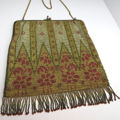 Vintage estate 1920's deco beaded purse French France provenance mailer Vintage estate 1920's deco beaded purse French France provenance mailer