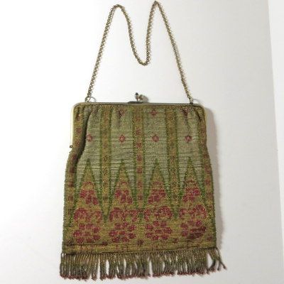 Vintage estate 1920's deco beaded purse French France provenance mailer Vintage estate 1920's deco beaded purse French France provenance mailer