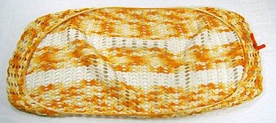 Toilet Tank Cover on Vintage Yellow Gold Crochet Doily Toilet Tank Lid Cover From