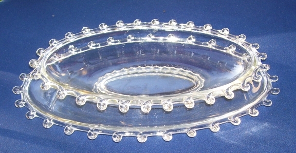 Heisey Lariat Oval Glass Serving Bowl and Under Plate Heisey Lariat Oval Glass Serving Bowl and Under Plate