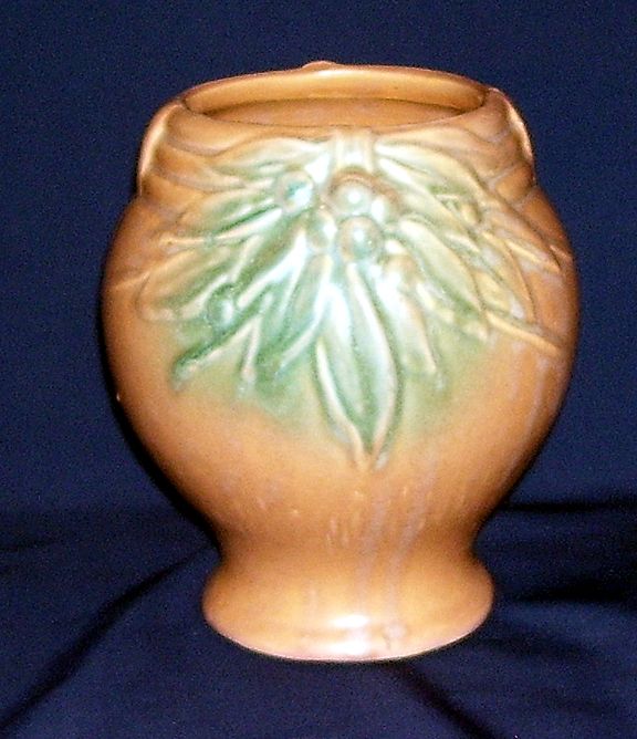 1940's McCoy Brown and Green Vase Leaves and Berries 1940's McCoy Brown and Green Vase Leaves and Berries