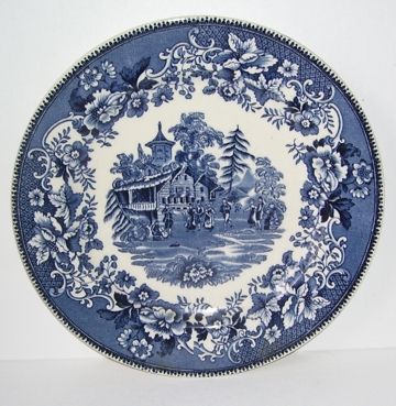 Avon Cottage Staffordshire Thos Hughes Blue and White Plate Avon Cottage Staffordshire Thos Hughes Blue and White Plate