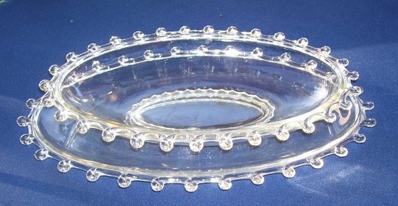 Large Heisey Lariat Glass Serving Bowl and Under Plate Large Heisey Lariat Glass Serving Bowl and Under Plate
