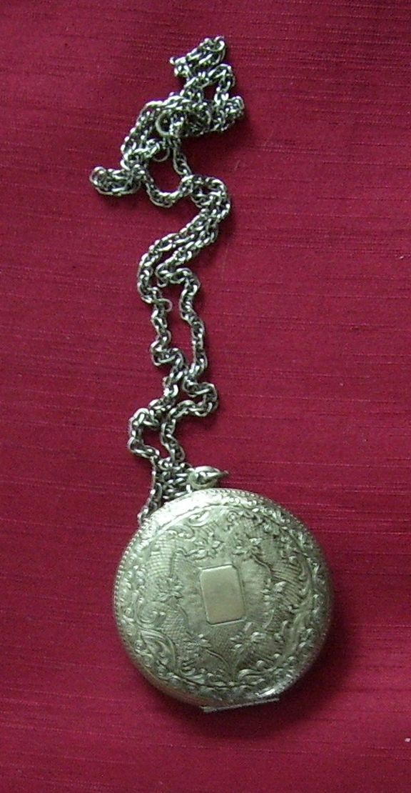 Vintage White Metal Man's Watch Fob Holder with Chain Vintage White Metal Man's Watch Fob Holder with Chain