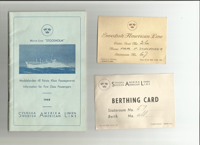1948 Motor Swedish Motor Liner Information on First Class Passengers Returning from WW2, 1948 Motor Swedish Motor Liner Information on First Class Passengers Returning from WW2,