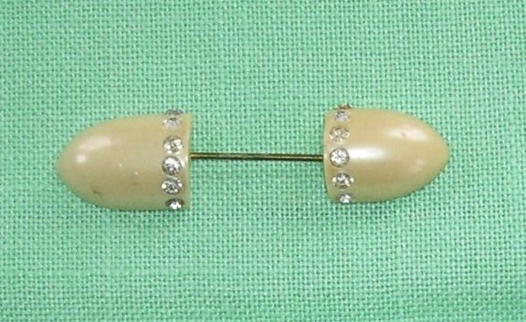 Celluloid and Rhinestone Ladies Collar Stickpin Celluloid and Rhinestone Ladies Collar Stickpin