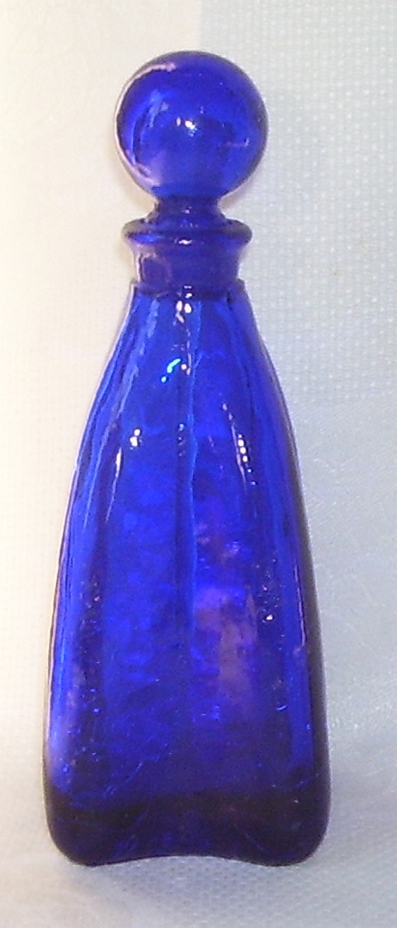 Deep Cobalt Blue Glass Perfume Bottle Stopper with Ground Dabber Deep Cobalt Blue Glass Perfume Bottle Stopper with Ground Dabber
