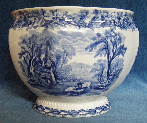 Booths British Scenery Blue and White Jardiniere Booths British Scenery Blue and White Jardiniere