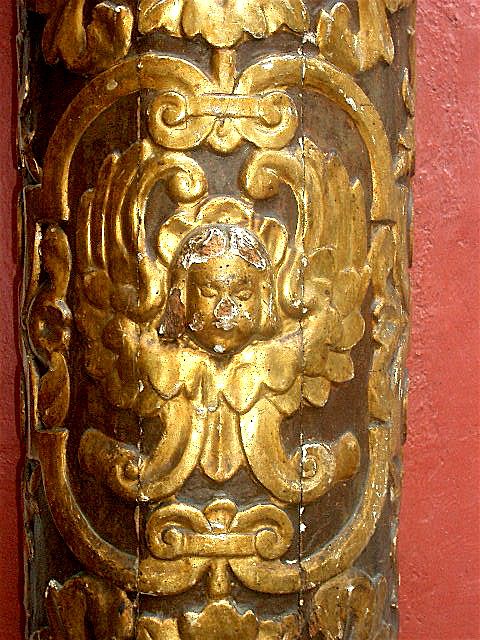 Beautiful carved Column from 18th C. Italy with winged Angel motif Beautiful carved Column from 18th C. Italy with winged Angel motif