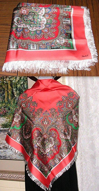 Vintage Silk Scarf Shawl Paisley Thirkell Italy Forty Inch Square Vintage Silk Scarf Shawl Paisley Thirkell Italy Forty Inch Square