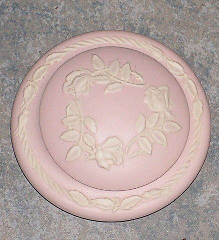 Vintage Bisque Porcelain Powder Jar Pink White Roses California Ceramic Vintage Bisque Porcelain Powder Jar Pink White Roses California Ceramic