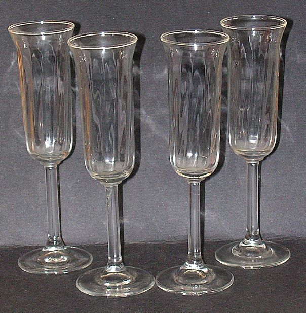Vintage Crystal Glass Champagne Flute Glasses Set of Four Optic Pillar Vintage Crystal Glass Champagne Flute Glasses Set of Four Optic Pillar