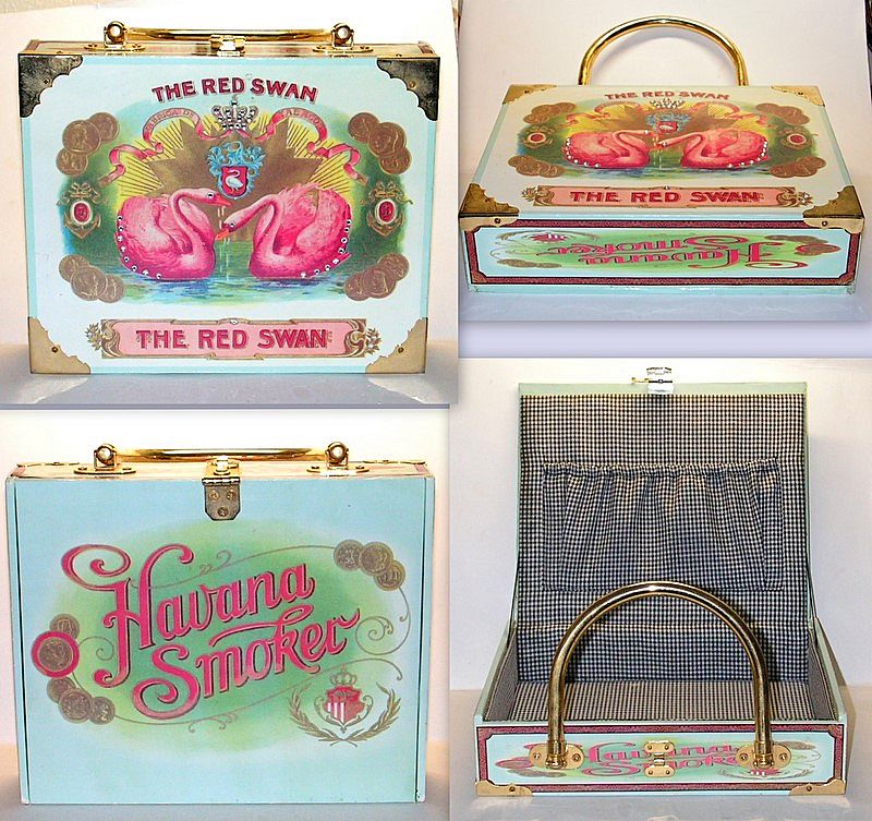 Vintage Cigar Box Handbag Red Swan Havana Smoker Purse Vintage Cigar Box Handbag Red Swan Havana Smoker Purse