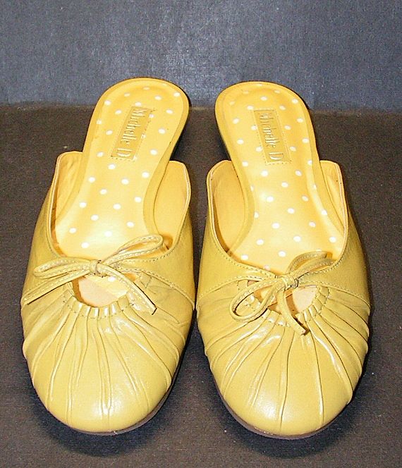 Michelle D Leather Shoes Yellow Ballerina Flats Mules Michelle D Leather Shoes Yellow Ballerina Flats Mules
