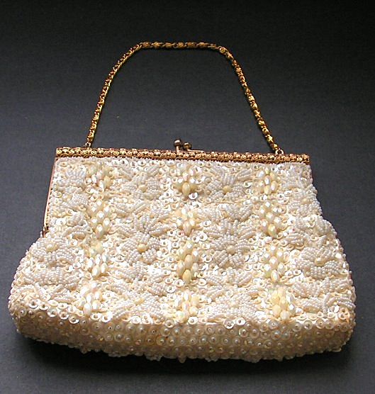 Vintage Evening Handbag Sequins Beaded Seed Pearls Formal Purse Vintage Evening Handbag Sequins Beaded Seed Pearls Formal Purse