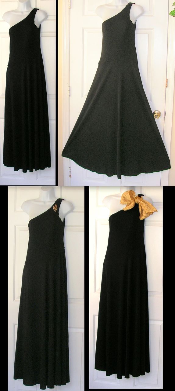 Vintage Black Evening Dress Asymmetrical One Shoulder Grecian Vintage Black Evening Dress Asymmetrical One Shoulder Grecian