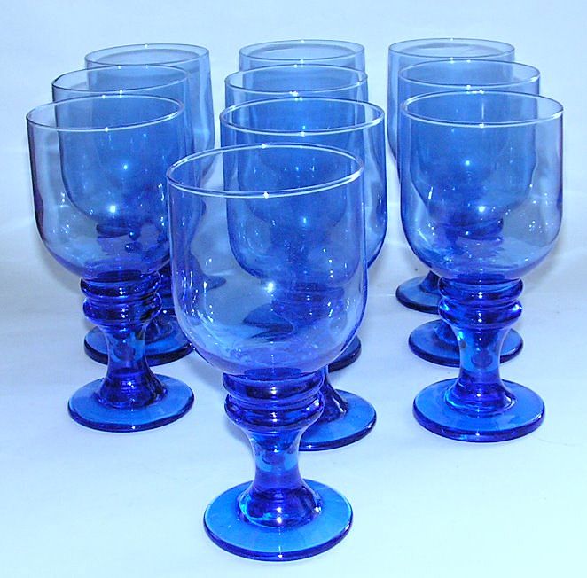 vintage blue drinking glasses