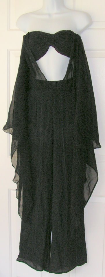 Vintage Styleworks Black Rayon Evening Pants with Sheer Over Skirt Vintage Styleworks Black Rayon Evening Pants with Sheer Over Skirt