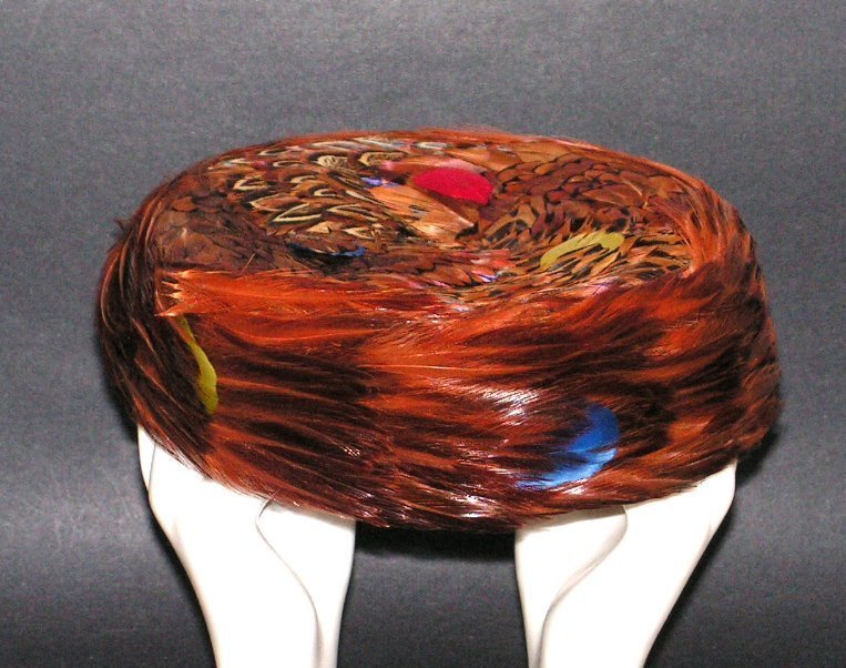 Vintage Pillbox Hat Pheasant Feathers Vintage Pillbox Hat Pheasant Feathers
