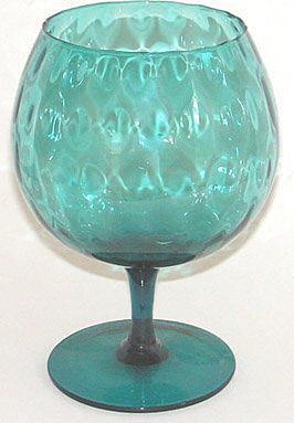 Vintage Glass Goblet Vase Teal Diamond Optic Vintage Glass Goblet Vase Teal Diamond Optic