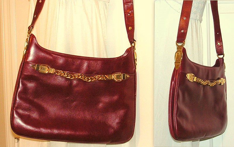 Vintage Leather Handbag Florence Italy Designer Purse Adrian Auburn Gold Tone Convertible Vintage Leather Handbag Florence Italy Designer Purse Adrian Auburn Gold Tone Convertible