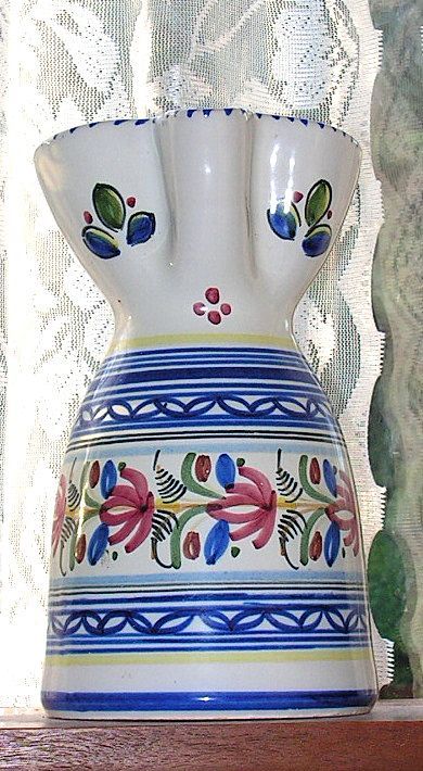 Vintage Pottery Pitcher Hand Painted Polychrome Italian Vintage Pottery Pitcher Hand Painted Polychrome Italian